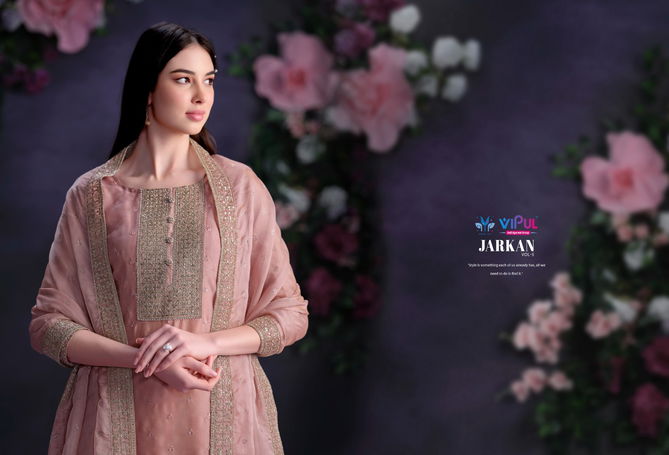 Jarkan Vol 5 By Vipul Shimmer Organza Embroidery Salwar Kameez Wholesale Price In Surat
